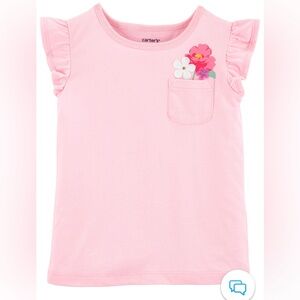 New Carter’s Girls 3T Graphic Top T-shirt Pink Floral Ruffle Flower Cotton